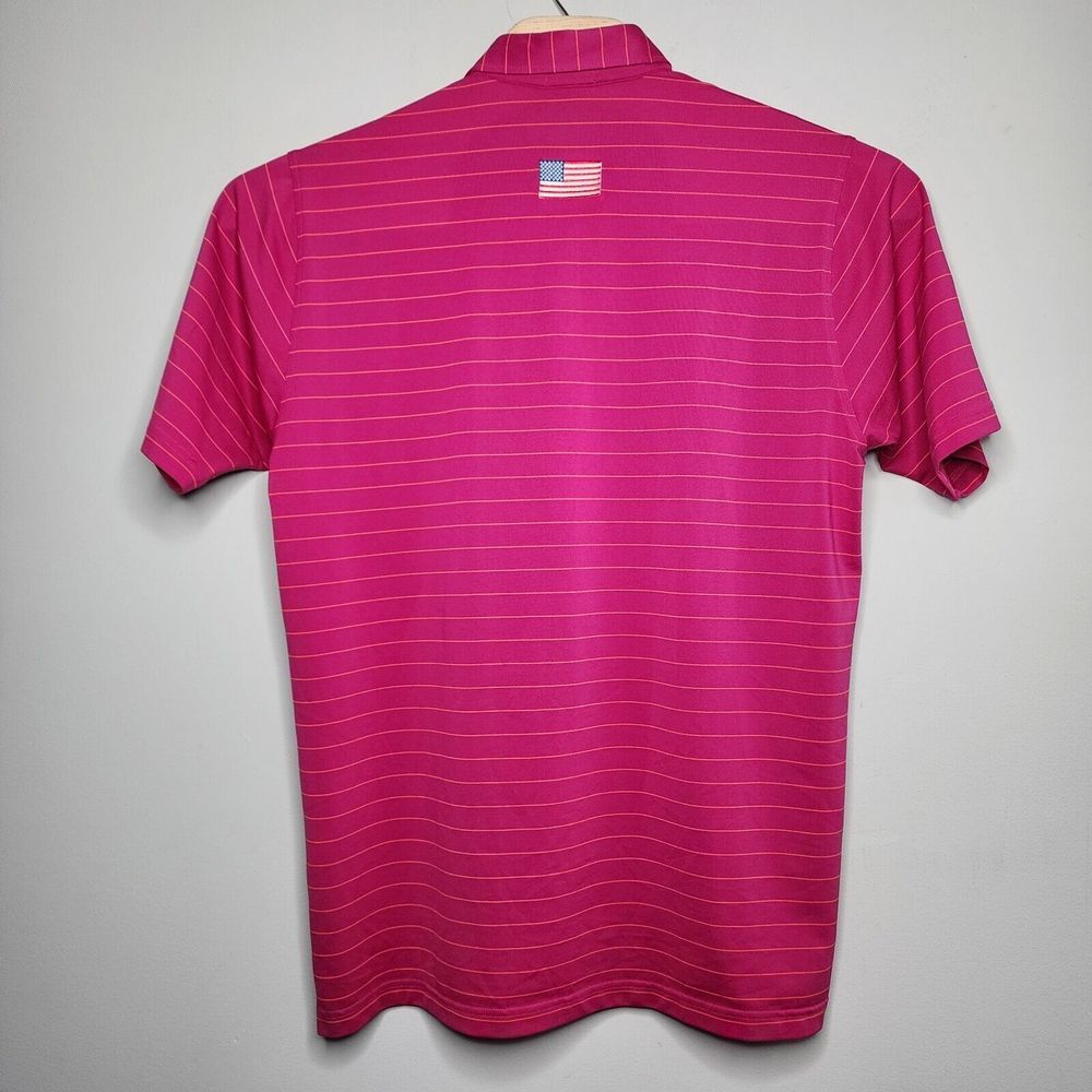Fennec Golf Polo Men's L Large Pink Striped Performance Button Shirt - Picture 4 of 9